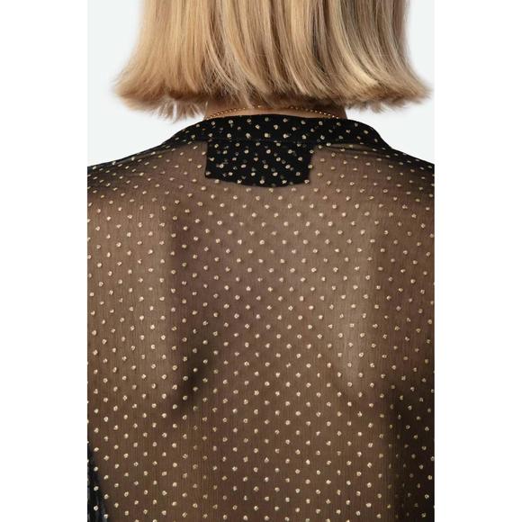 NEW ZADIG & VOLTAIRE tandy blouse in noir - Picture 4 of 5